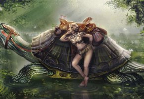 черепаха,девушка,рендеринг