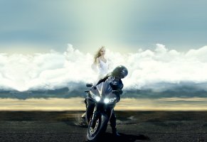 yamaha,девушка,ангел,мотоцикл