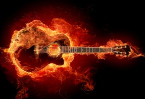 гитара,музыкальный инструмент,огонь