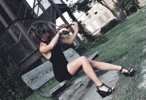 девушка,Музыка,скрипка