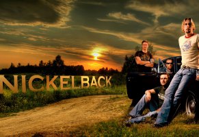 nickelback,вечер,рок-группа,закат,америка,машина