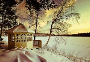 беседка,пейзаж,природа,Зима