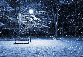 ночь,улица,Зима,фонарь