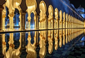 архитектура,мечеть шейха зайда,абу-даби,бассейн,отражение