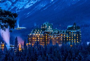 зимой,национальный парк банф,канада,альберта,banff springs hotel