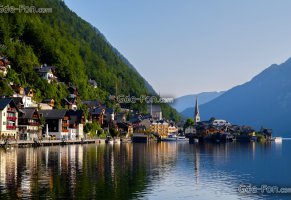 lake hallstatt,озеро,дома,горы,гальштатское озеро,гальштат,hallstatt,альпы,austria,alps,австрия