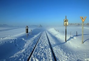 знаки,Зима,железная дорога,пейзаж