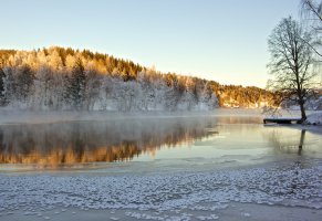 ulefoss,telemark fylke,norway,frosty lake