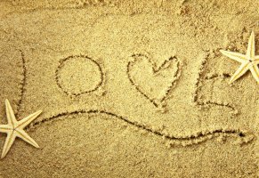 love,минимализм,поверхность,песок,морские звезды