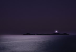 острова,море,маяк,ночь