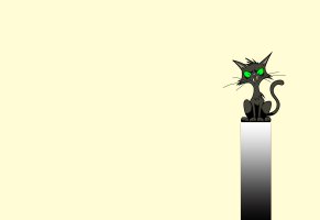 кот,черный,полоса,cat,зеленые глаза,клыки,сидит