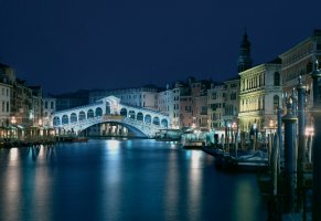 пейзаж,вид,голубой,италия,мост,архитектура,здания,венеция,канал,venice,ночь,красивый,italy