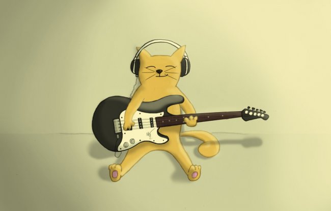 music,cats,в наушниках,headphones,кот с гитарой,guitars,playing smiling