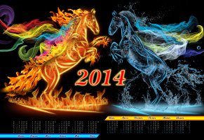 календарь,год лошади,2014