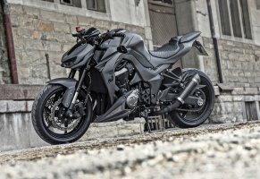 kawasaki z1000r,2018,4k,black matte motorcycle,sportbike,tuning