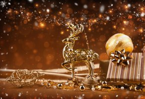 reindeer,new year,ornaments,golden christmas,lights,decoration