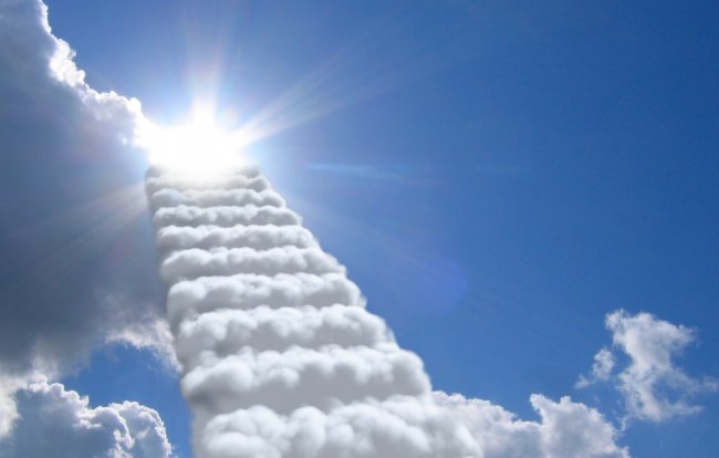 небо,облака,лестница