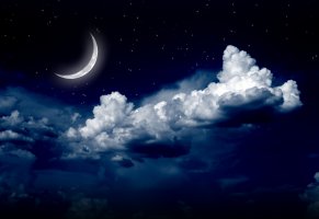 лунный свет,sky,nature,луна,landscape,stars,night,moonlight,clouds,moon