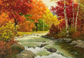 деревья,природа,лес,картинка,arthur saron sarnoff,осень