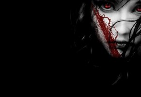 девушка,лицо,взгляд,кровь,вампир,серьёзное