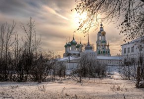 Зима,свято-введенский толгский женский монастырь,закат